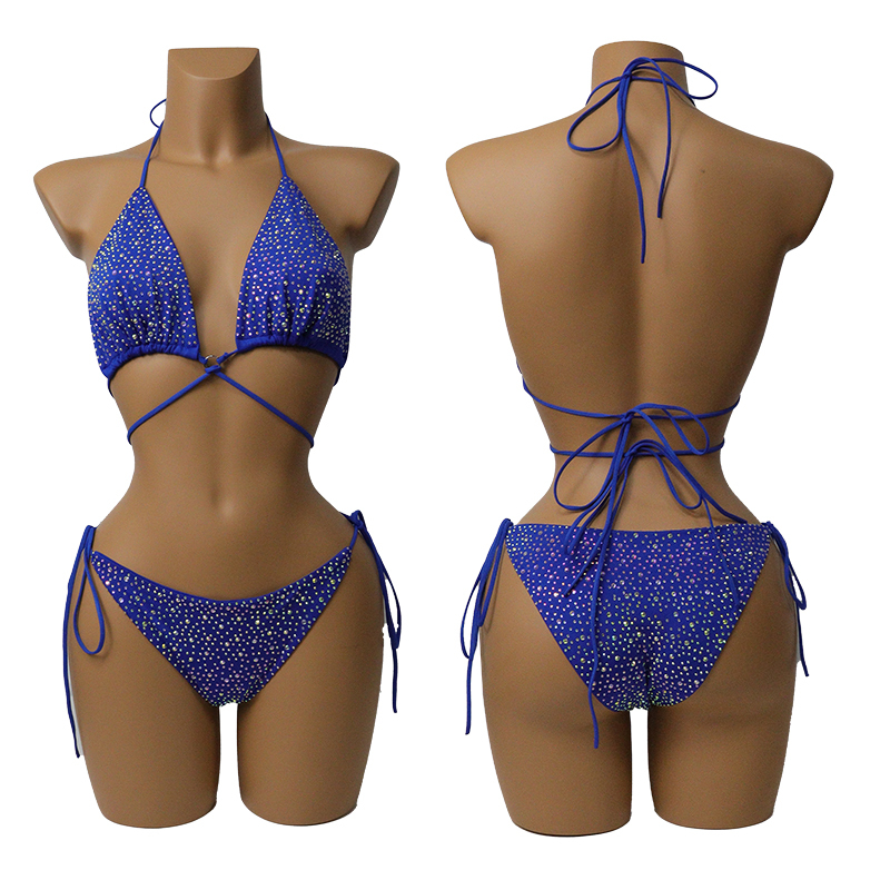 Colorful Crystal Bandage Bikini Set for Nightclub Exotic Dance Wear Manufacturer