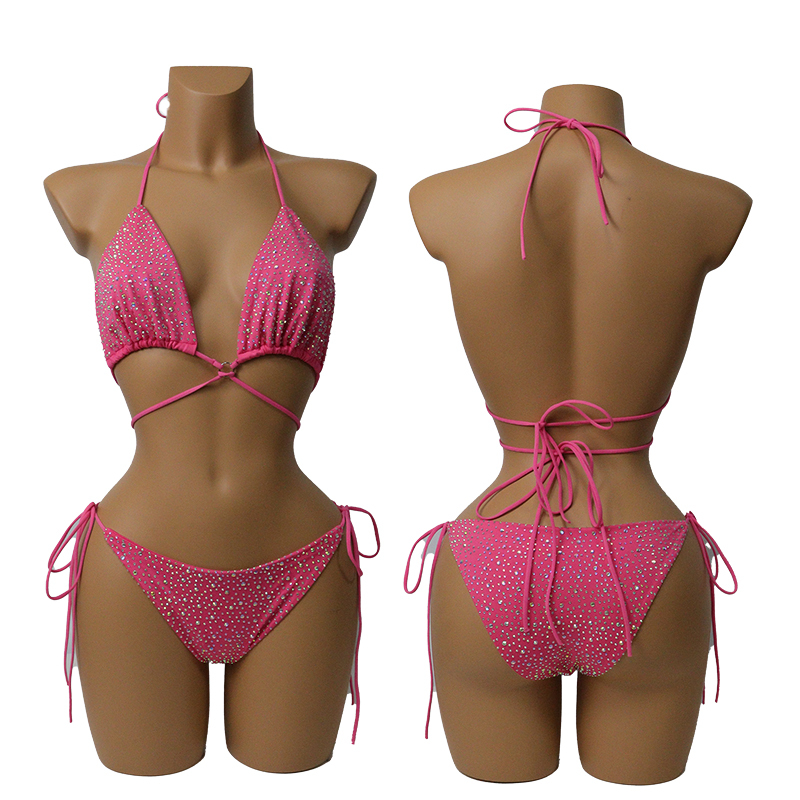 Colorful Crystal Bandage Bikini Set for Nightclub Exotic Dance Wear Manufacturer
