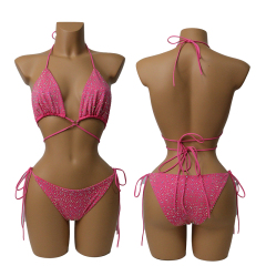Colorful Crystal Bandage Bikini Set for Nightclub Exotic Dance Wear Manufacturer