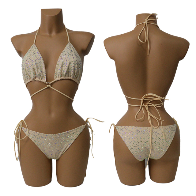 Colorful Crystal Bandage Bikini Set for Nightclub Exotic Dance Wear Manufacturer