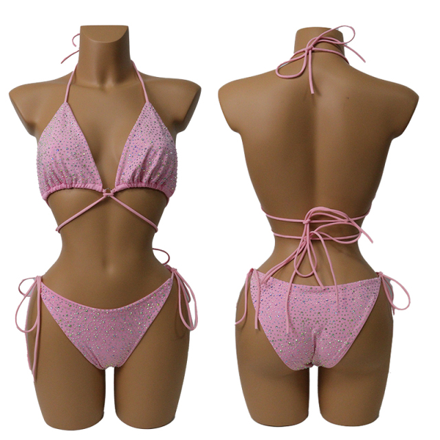Colorful Crystal Bandage Bikini Set for Nightclub Exotic Dance Wear Manufacturer