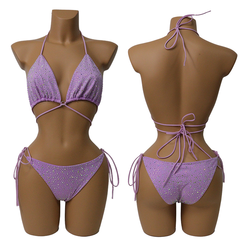Colorful Crystal Bandage Bikini Set for Nightclub Exotic Dance Wear Manufacturer