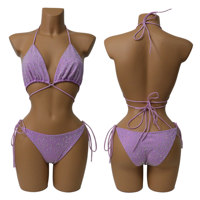 Colorful Crystal Bandage Bikini Set for Nightclub Exotic Dance Wear Manufacturer