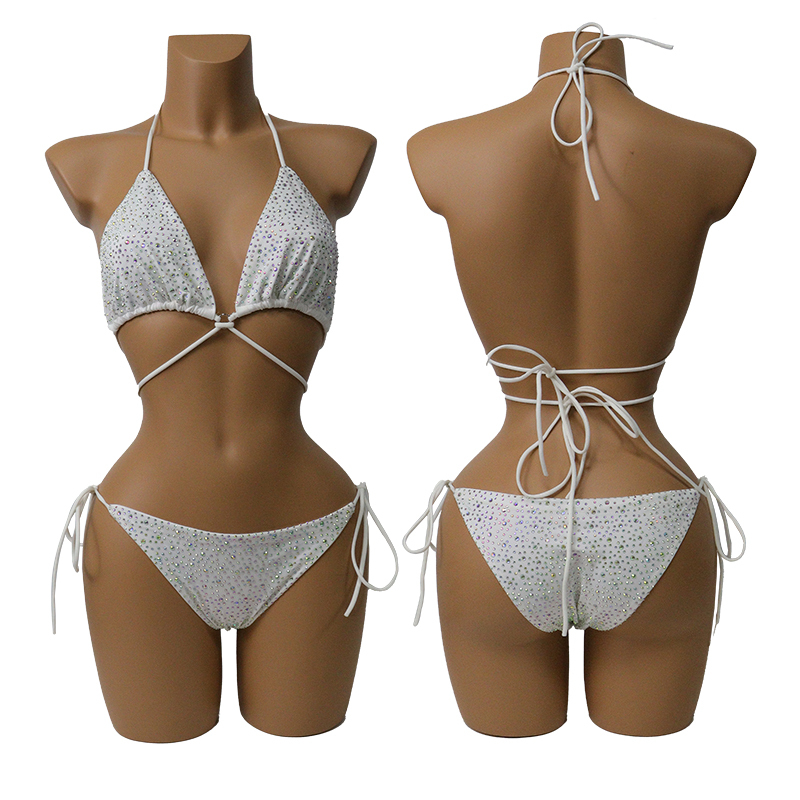 Colorful Crystal Bandage Bikini Set for Nightclub Exotic Dance Wear Manufacturer