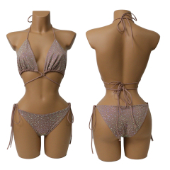 Colorful Crystal Bandage Bikini Set for Nightclub Exotic Dance Wear Manufacturer