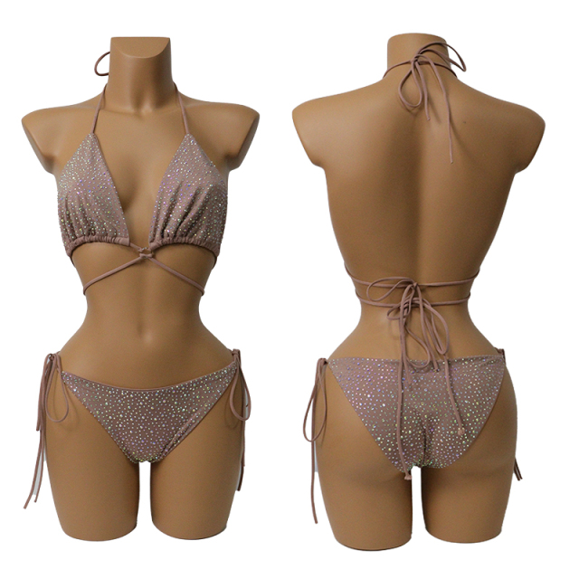 Colorful Crystal Bandage Bikini Set for Nightclub Exotic Dance Wear Manufacturer