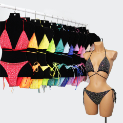 Colorful Crystal Bandage Bikini Set for Nightclub Exotic Dance Wear Manufacturer