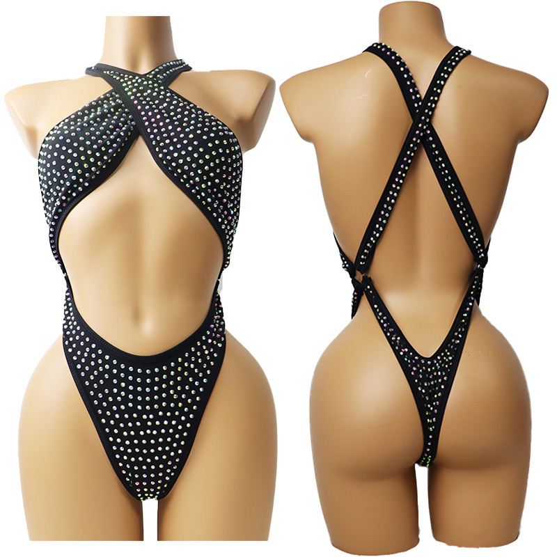 Luxury Rhinestone Bodysuit Swimwear Stripper Clothes Manufacturer