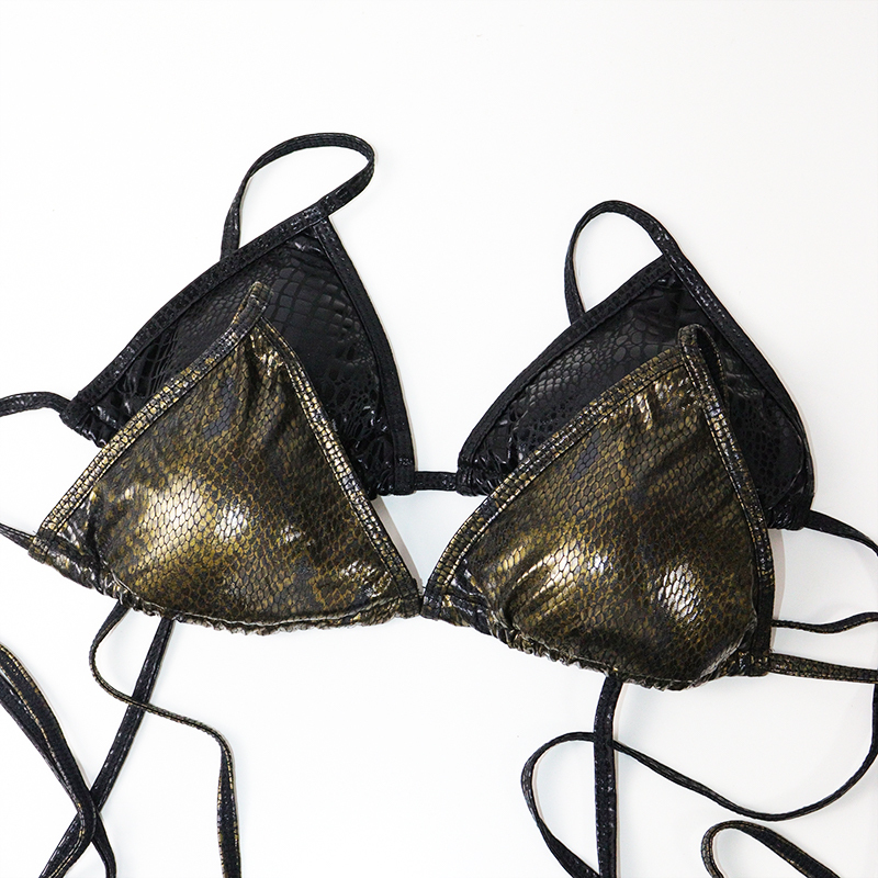 Pythons Print Triangle Bikini Set for Exotic Pole Dance Wear Custom