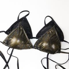 Pythons Print Triangle Bikini Set for Exotic Pole Dance Wear Custom