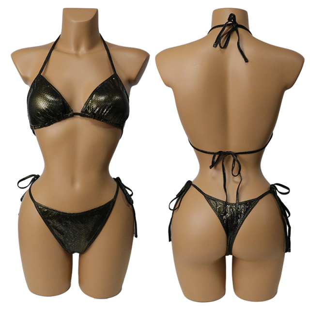 Pythons Print Triangle Bikini Set for Exotic Pole Dance Wear Custom