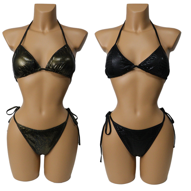 Pythons Print Triangle Bikini Set for Exotic Pole Dance Wear Custom