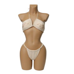 Hot Fix Rhinestone Floral Print Exotic Dancer Outfits Bikini Exporter