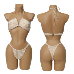 Hot Fix Rhinestone Floral Print Exotic Dancer Outfits Bikini Exporter