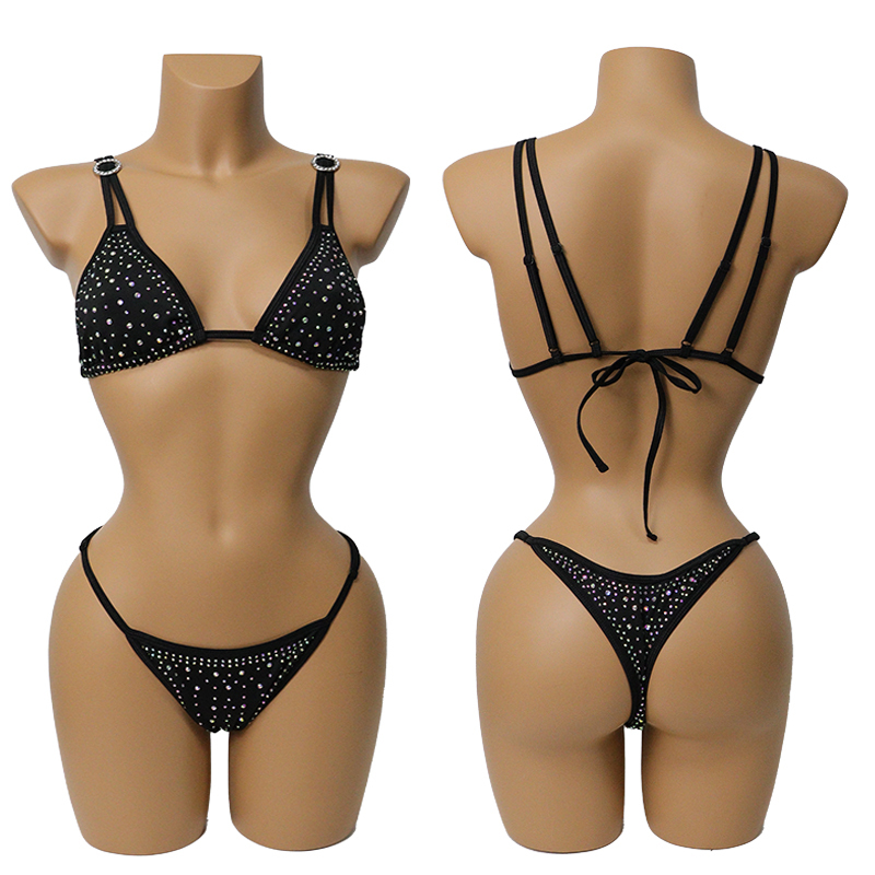 Multi Ways Wearing Pole Dance Activewear Bikini with Diamond Stone Wholesale
