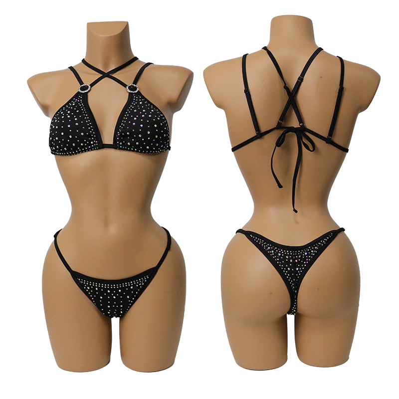 Multi Ways Wearing Pole Dance Activewear Bikini with Diamond Stone Wholesale
