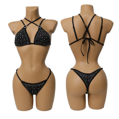 Multi Ways Wearing Pole Dance Activewear Bikini with Diamond Stone Wholesale