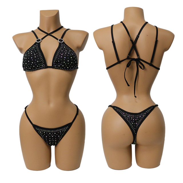 Multi Ways Wearing Pole Dance Activewear Bikini with Diamond Stone Wholesale