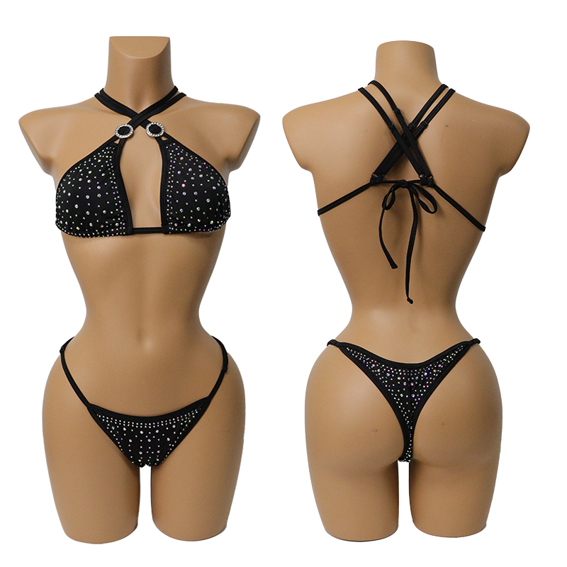 Multi Ways Wearing Pole Dance Activewear Bikini with Diamond Stone Wholesale