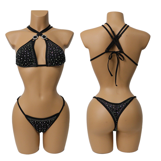 Multi Ways Wearing Pole Dance Activewear Bikini with Diamond Stone Wholesale