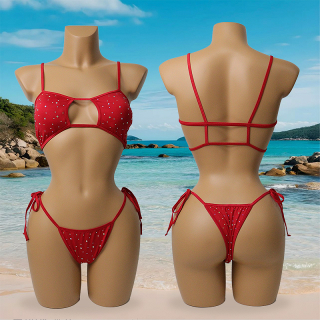 Sexy Red Rhinestone Pole Dance Costumes Supplier