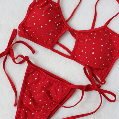 Sexy Red Rhinestone Pole Dance Costumes Supplier