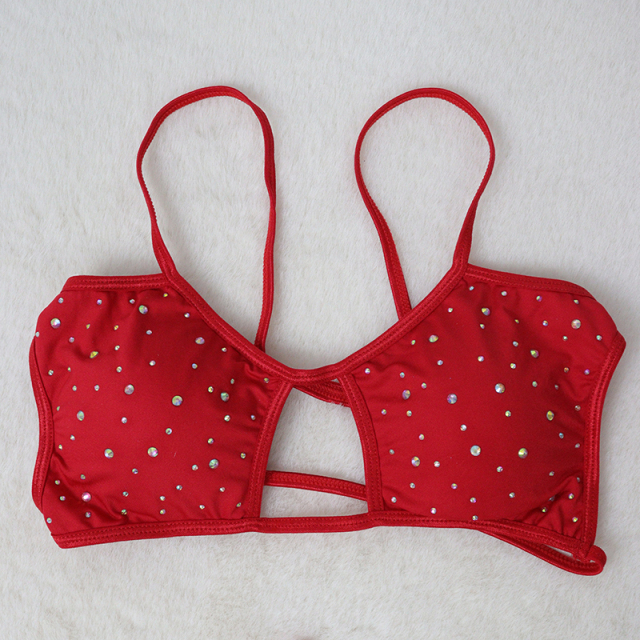 Sexy Red Rhinestone Pole Dance Costumes Supplier