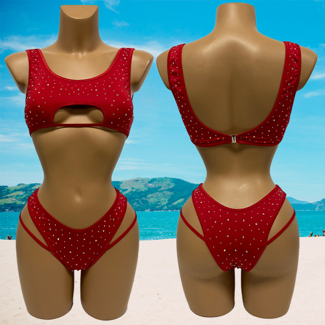 Red Diamond Hollow Out Exotic Dance Apparel Factory