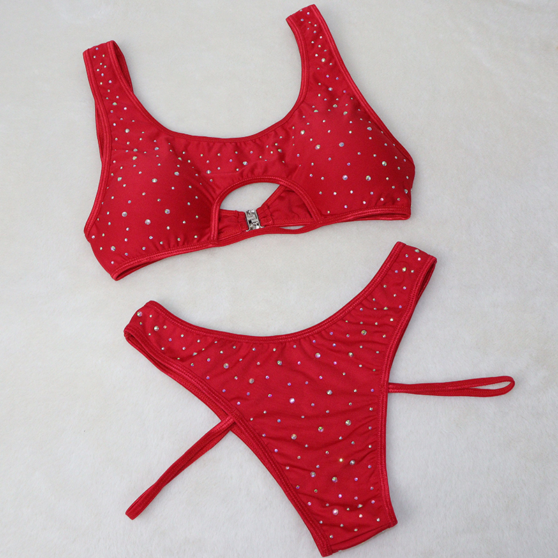 Red Diamond Hollow Out Exotic Dance Apparel Factory