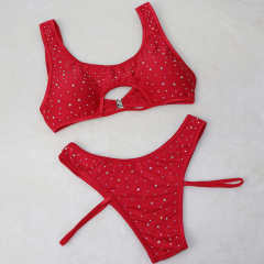 Red Diamond Hollow Out Exotic Dance Apparel Factory