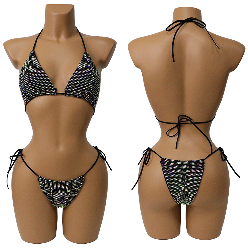 Multi Color Crystal Bikini Exotic Dancer Clothing Wholesale