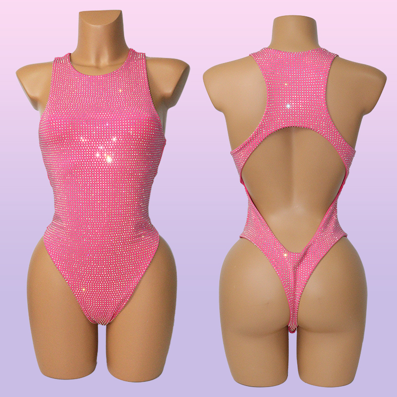 Shiny One Piece Diamond Swimsuit Stripper Clothing Supplier