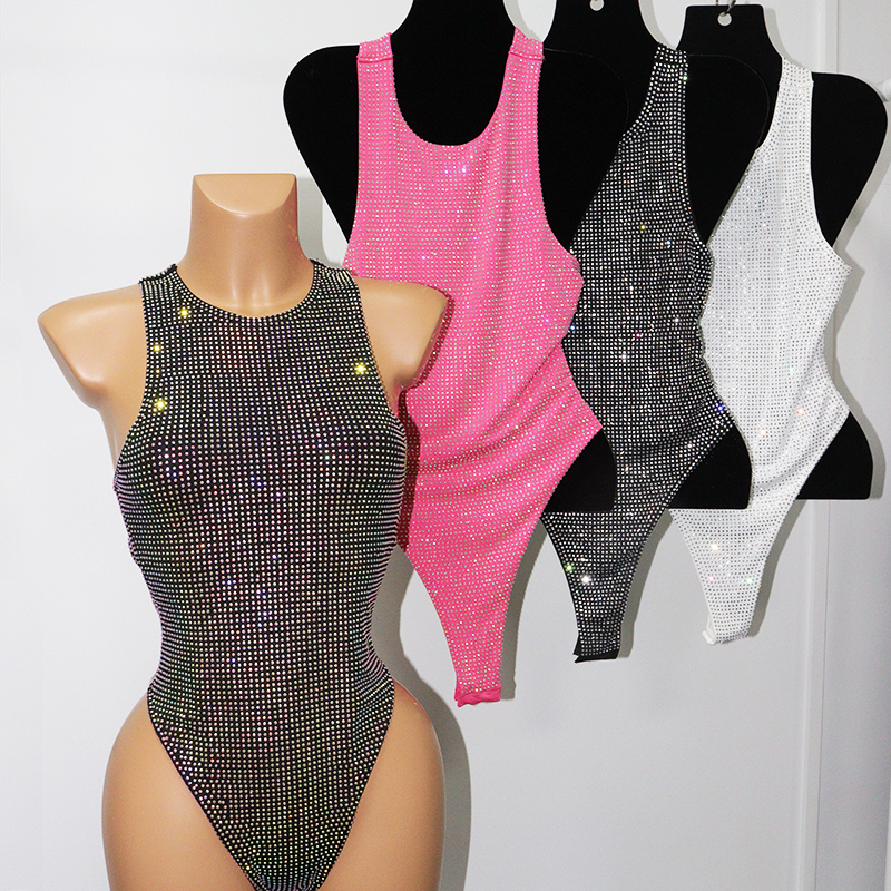 Shiny One Piece Diamond Swimsuit Stripper Clothing Supplier