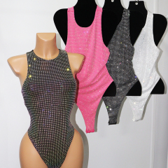 Shiny One Piece Diamond Swimsuit Stripper Clothing Supplier