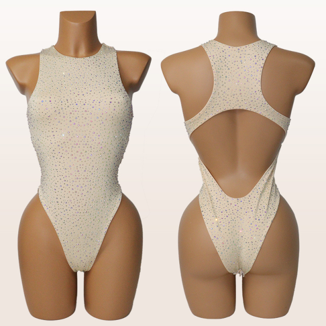 Luxury Crystal Bodysuit Swimwear Exotic Dancer Outfits Custom