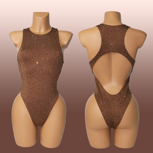 Luxury Crystal Bodysuit Swimwear Exotic Dancer Outfits Custom