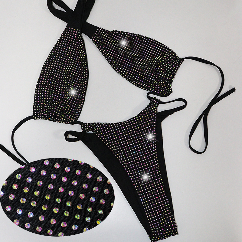 Bling Bling Black Diamond Swimsuit Stripper Club Wear Exporter
