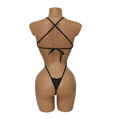 Black Backless Bedazzled Swimwear with Shiny Rhinestones Manufacturer