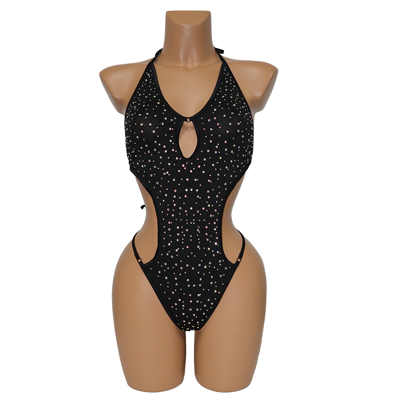 Sexy Black Backless Pole Dance Bodysuits Swimwear Wholesale