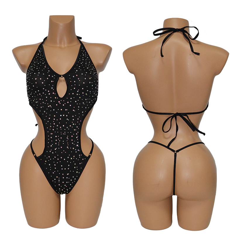 Sexy Black Backless Pole Dance Bodysuits Swimwear Wholesale