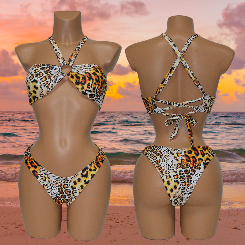 Leopard Printed Swimming Bathing Suits for women Supplier