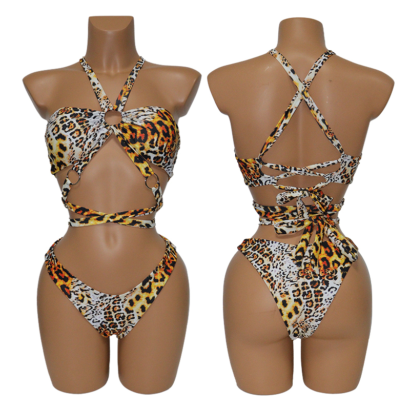 Leopard Printed Swimming Bathing Suits for women Supplier