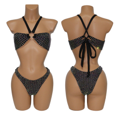 Black Sexy Crystal Bikini Set for Beach Dance Wear Custom