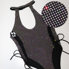 Black Side Hollow Out Backless Diamond Bodysuit Exotic Pole Wear Exporter