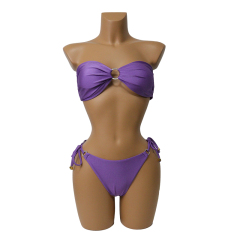 Green Mini Tube Top Bikini Set with Diamond Buckle Custom