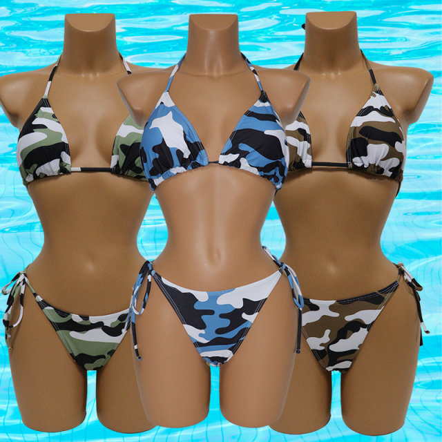 Army Printed Camo Triangle Bikini for Women Supplier
