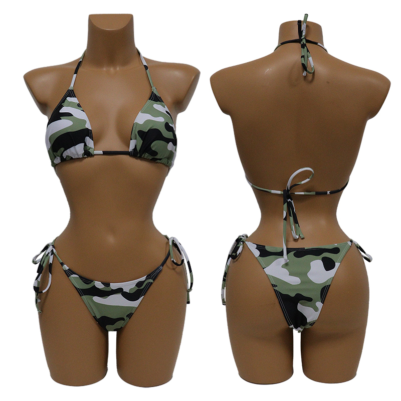 Army Printed Camo Triangle Bikini for Women Supplier