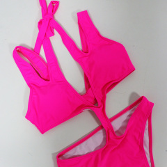 Rose Red Hollow Out One Piece Swimming Swimsuit Costume Factory