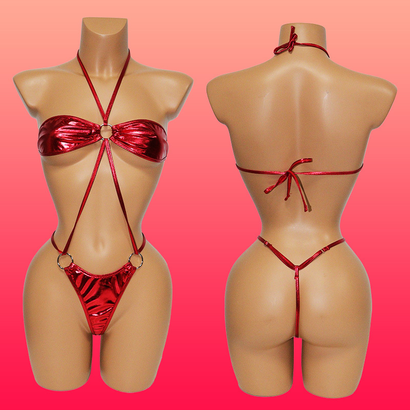 Red Bandeau Thong One Piece Bathing Suit Swimsuits Exporter