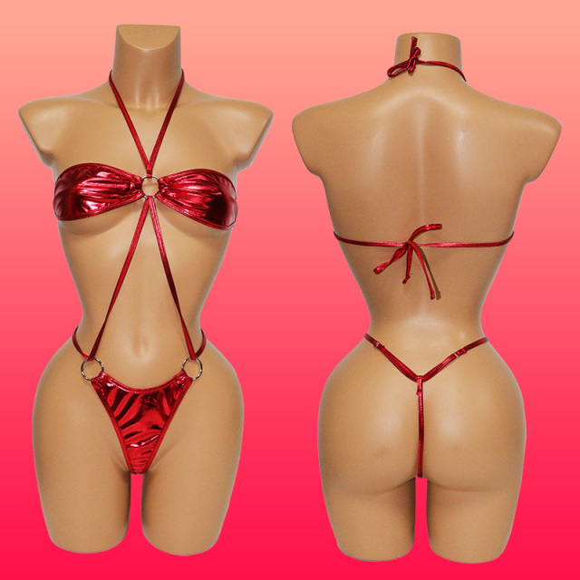 Red Bandeau Thong One Piece Bathing Suit Swimsuits Exporter